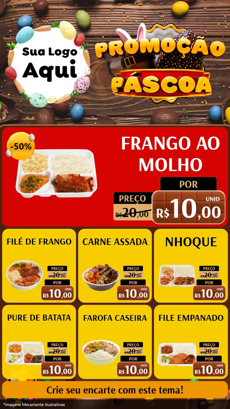Modelo de Rede Social para Stories com o tema Promoção Páscoa para Restaurante