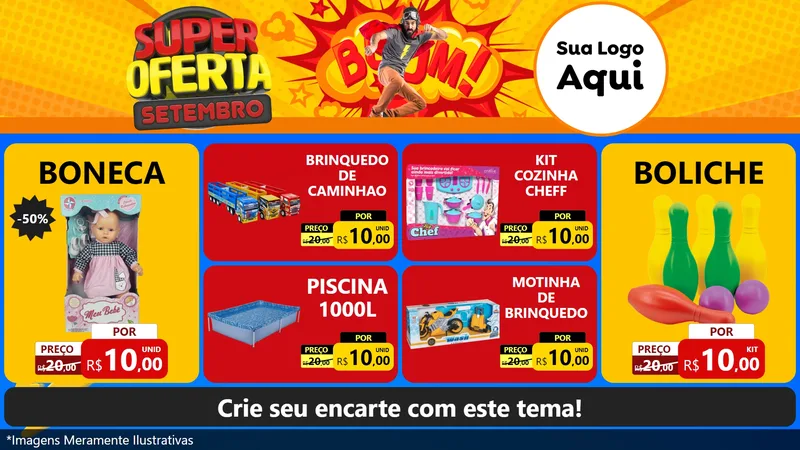 Modelo de TV para TV Horizontal com o tema Super Oferta Setembro para Brinquedos