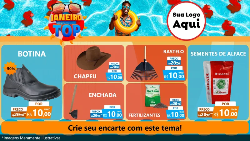 Modelo de TV para TV Horizontal com o tema Janeiro Top para Agropecuária