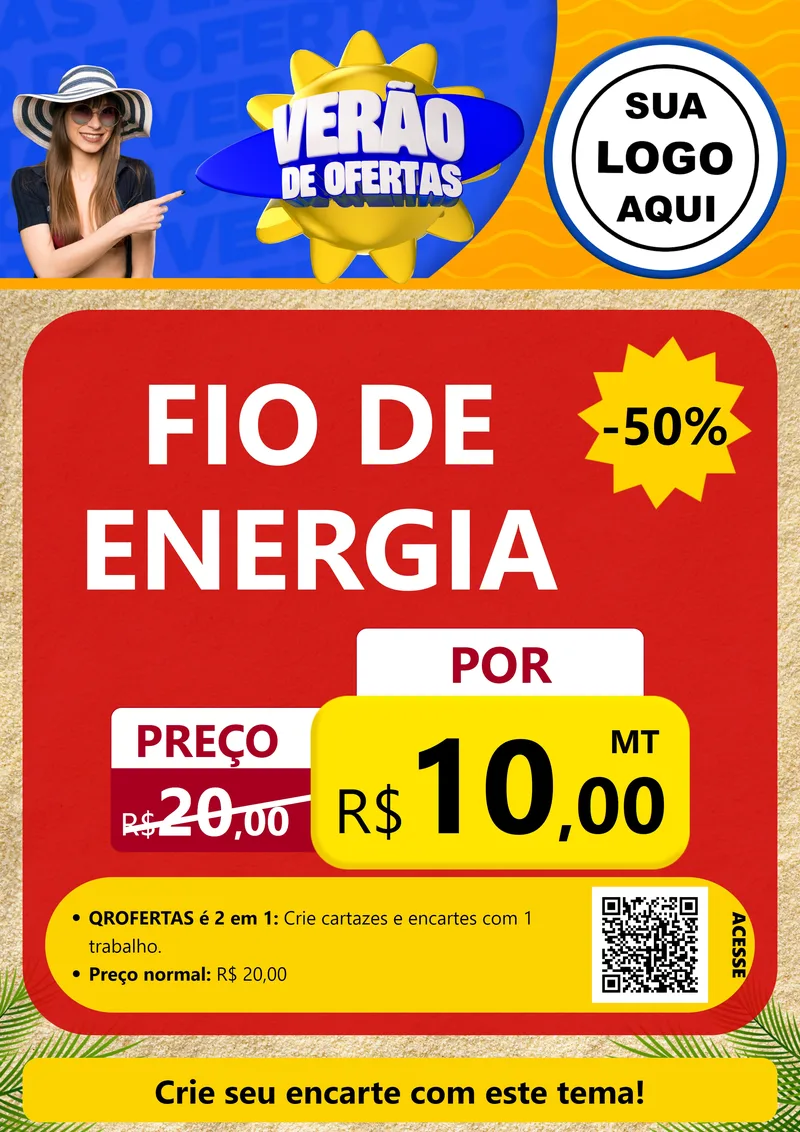 Modelo de Cartaz para Cartaz A4 Vertical com o tema Verão de Ofertas para Materiais Elétricos