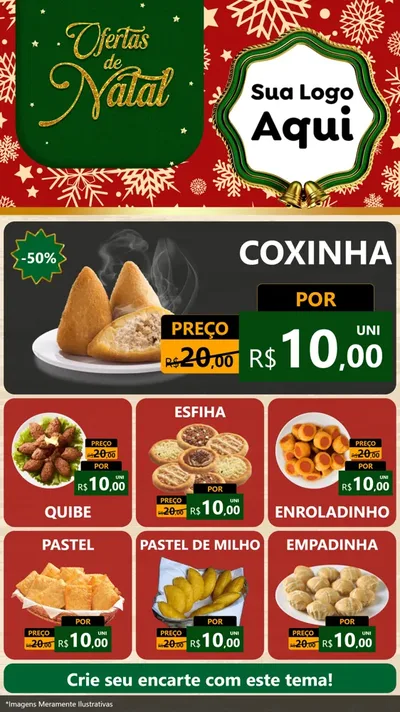 Modelo de Rede Social para Stories com o tema Natal de Ofertas para Salgadaria