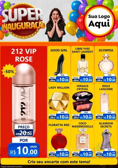 Modelo de Encarte para Encarte A4 Vertical com o tema Super Inauguração para Perfumes