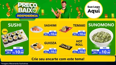 Modelo de TV para TV Horizontal com o tema Preço Baixo de Independência para Comida japonesa