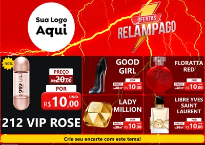 Modelo de Encarte para Encarte A4 Horizontal com o tema Ofertas Relâmpago para Perfumes
