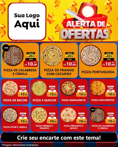 Modelo de Rede Social para Feed Instagram com o tema Alerta de Ofertas para Pizzaria