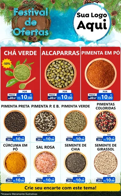 Modelo de Encarte para Encarte Grande com o tema Festival de Ofertas - Inverno para Produtos Naturais