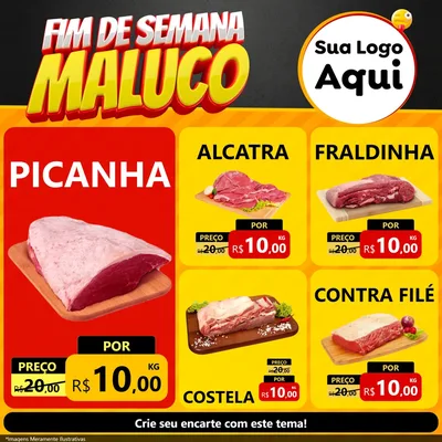 Modelo de Rede Social para Feed Facebook com o tema Final de Semana Maluco para Açougue