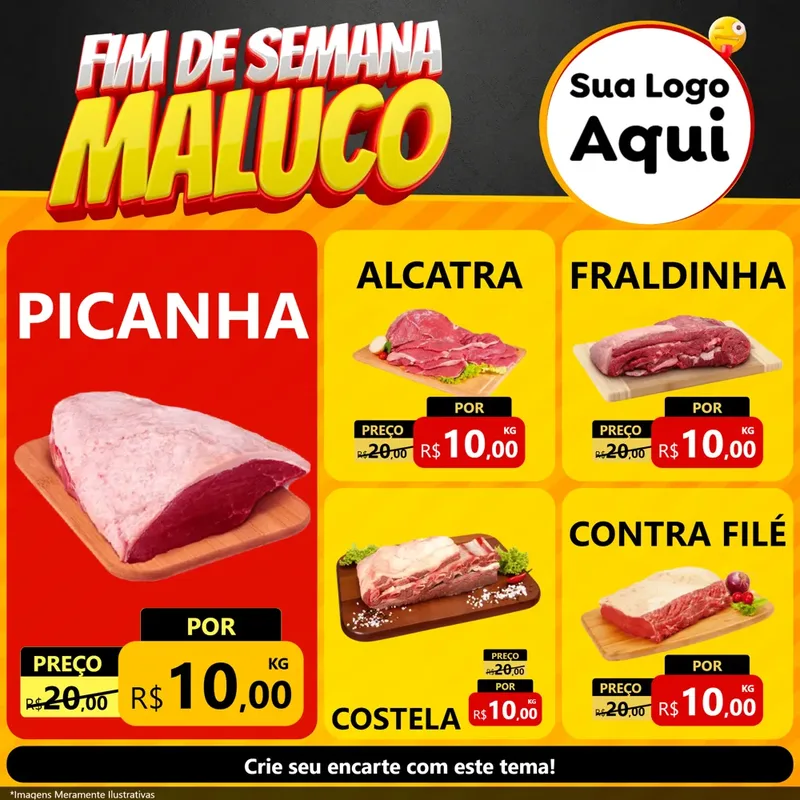 Modelo de Rede Social para Feed Facebook com o tema Final de Semana Maluco para Açougue