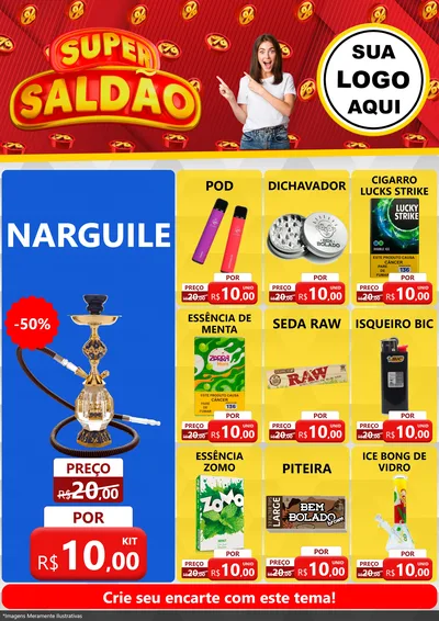 Modelo de Encarte para Encarte A4 Vertical com o tema Super Saldão para Tabacaria