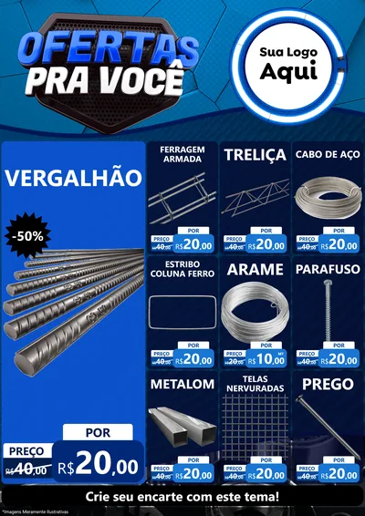 Modelo de Encarte para Encarte A4 Vertical com o tema Ofertas Para Você - Auto e Motopeças para Ferragens