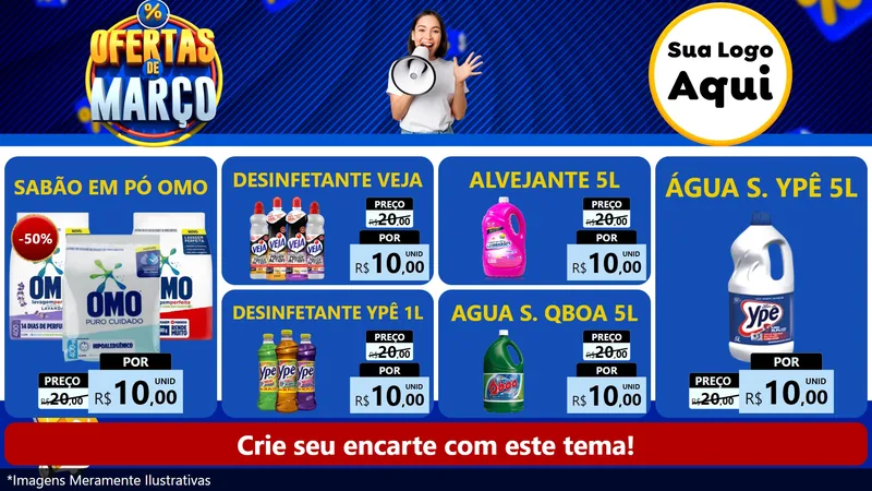 Modelo de TV para TV Horizontal com o tema Ofertas de Março para Produtos de Limpeza