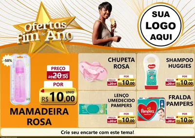 Modelo de Encarte para Encarte A4 Horizontal com o tema Ofertas Fim de Ano para Bebês