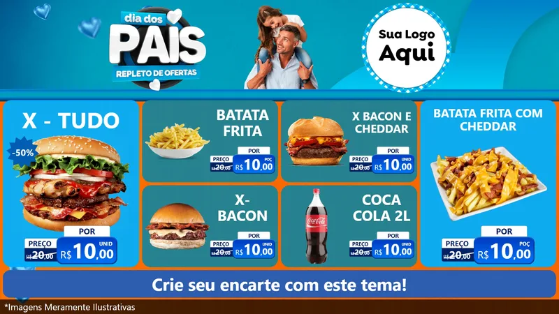 Modelo de TV para TV Horizontal com o tema Dia Dos Pais Repleto de Ofertas para Hamburgueria
