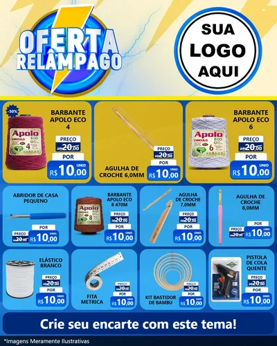 Modelo de Rede Social para Feed Instagram com o tema Oferta Relâmpago para Armarinho e Aviamentos