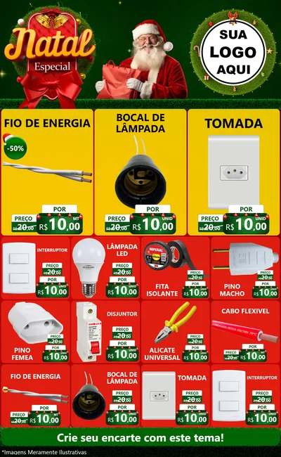 Modelo de Encarte para Encarte Grande com o tema Natal Especial para Materiais Elétricos