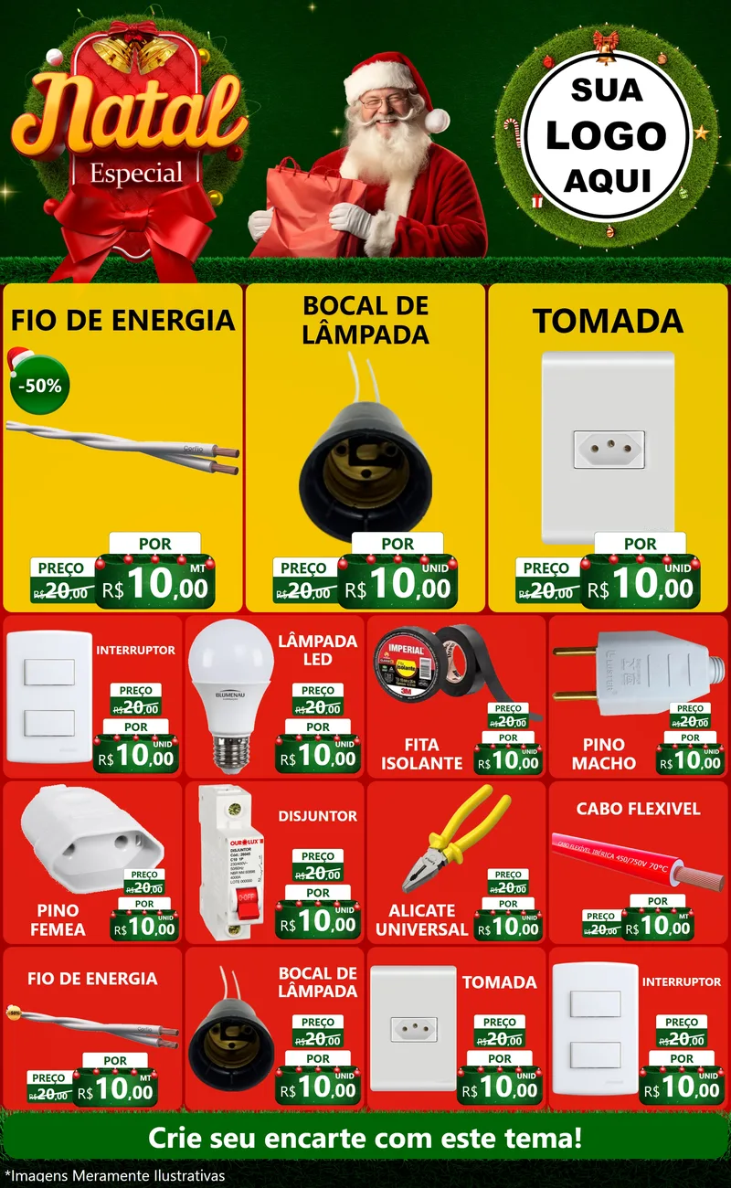 Modelo de Encarte para Encarte Grande com o tema Natal Especial para Materiais Elétricos