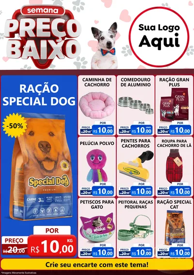 Modelo de Encarte para Encarte A4 Vertical com o tema Semana Preço Baixo - Pet Shop para Pet Shop