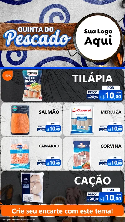 Modelo de TV para TV Vertical com o tema Quinta do Pescado para Peixaria