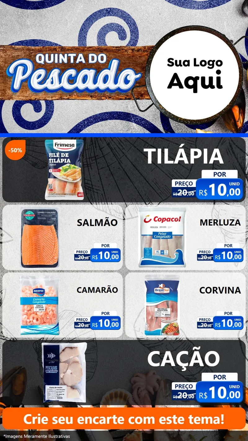 Modelo de TV para TV Vertical com o tema Quinta do Pescado para Peixaria