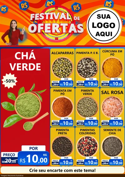 Modelo de Encarte para Encarte A4 Vertical com o tema Festival de Ofertas para Produtos Naturais