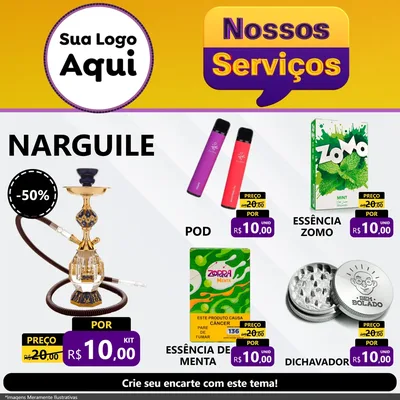 Modelo de Rede Social para Feed Facebook com o tema Nossos Serviços para Tabacaria