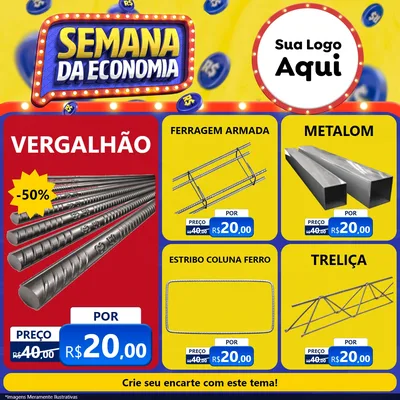 Modelo de Rede Social para Feed Facebook com o tema Semana da Economia para Ferragens