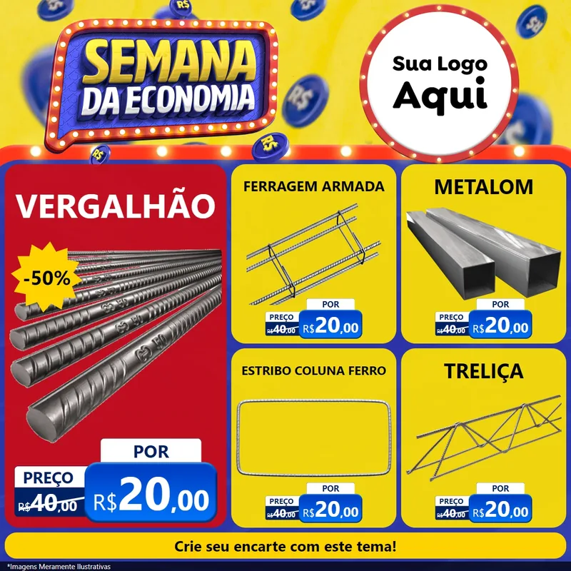 Modelo de Rede Social para Feed Facebook com o tema Semana da Economia para Ferragens