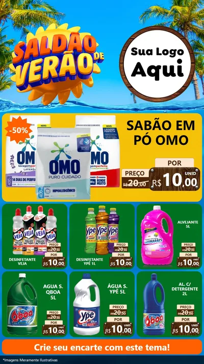 Modelo de Rede Social para Stories com o tema Saldão de Verão para Produtos de Limpeza
