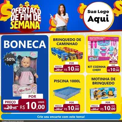 Modelo de Rede Social para Feed Facebook com o tema Ofertaço de Fim de Semana para Brinquedos
