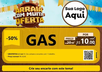Modelo de Cartaz para Cartaz A4 Horizontal com o tema Ofertas de São João - Junina para Água e gás