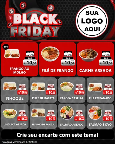 Modelo de Rede Social para Feed Instagram com o tema Black Friday para Restaurante