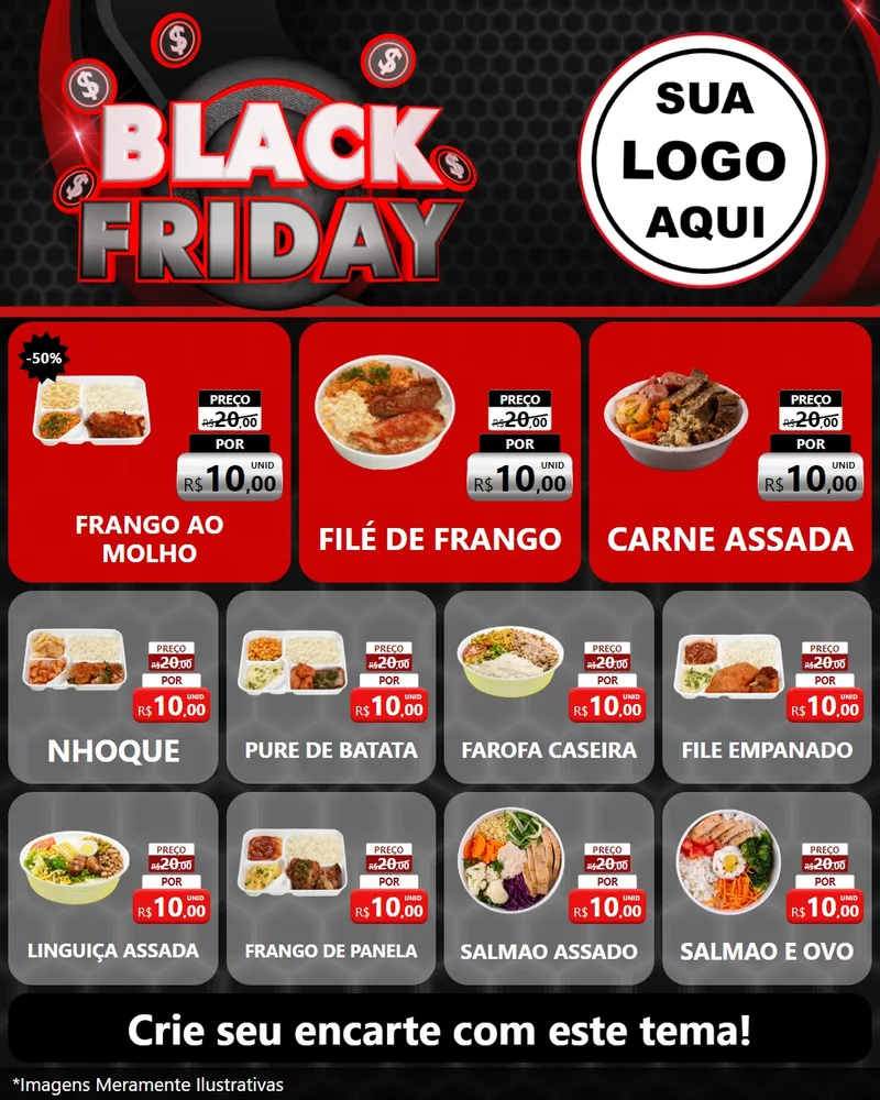 Modelo de Rede Social para Feed Instagram com o tema Black Friday para Restaurante