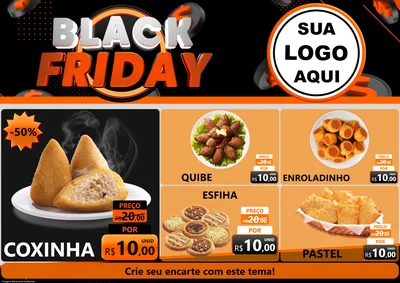 Modelo de Encarte para Encarte A4 Horizontal com o tema Black Friday para Salgadaria