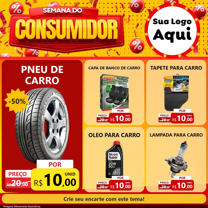 Modelo de Rede Social para Feed Facebook com o tema Semana do Consumidor para Auto peças