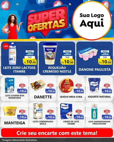 Modelo de Rede Social para Feed Instagram com o tema Super Ofertas para Frios e Laticínios