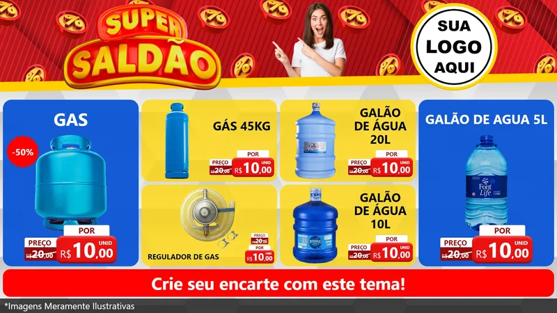 Modelo de TV para TV Horizontal com o tema Super Saldão para Água e gás
