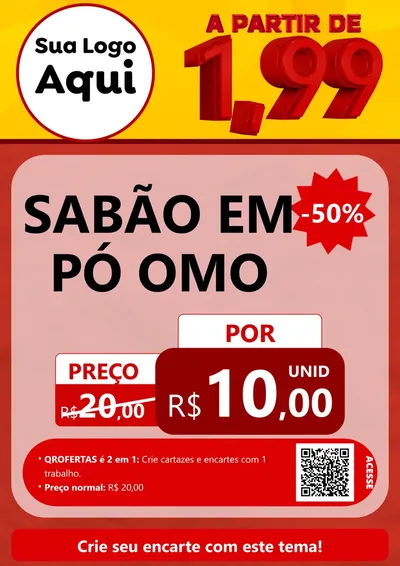Modelo de Cartaz para Cartaz A4 Vertical com o tema A Partir de Um e Noventa e Nove - 1,99 para Produtos de Limpeza