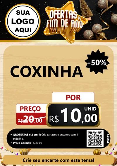 Modelo de Cartaz para Cartaz A4 Vertical com o tema Ofertas de Fim de Ano para Salgadaria