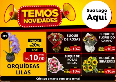 Modelo de Encarte para Encarte A4 Horizontal com o tema Temos Novidades para Floricultura e jardim