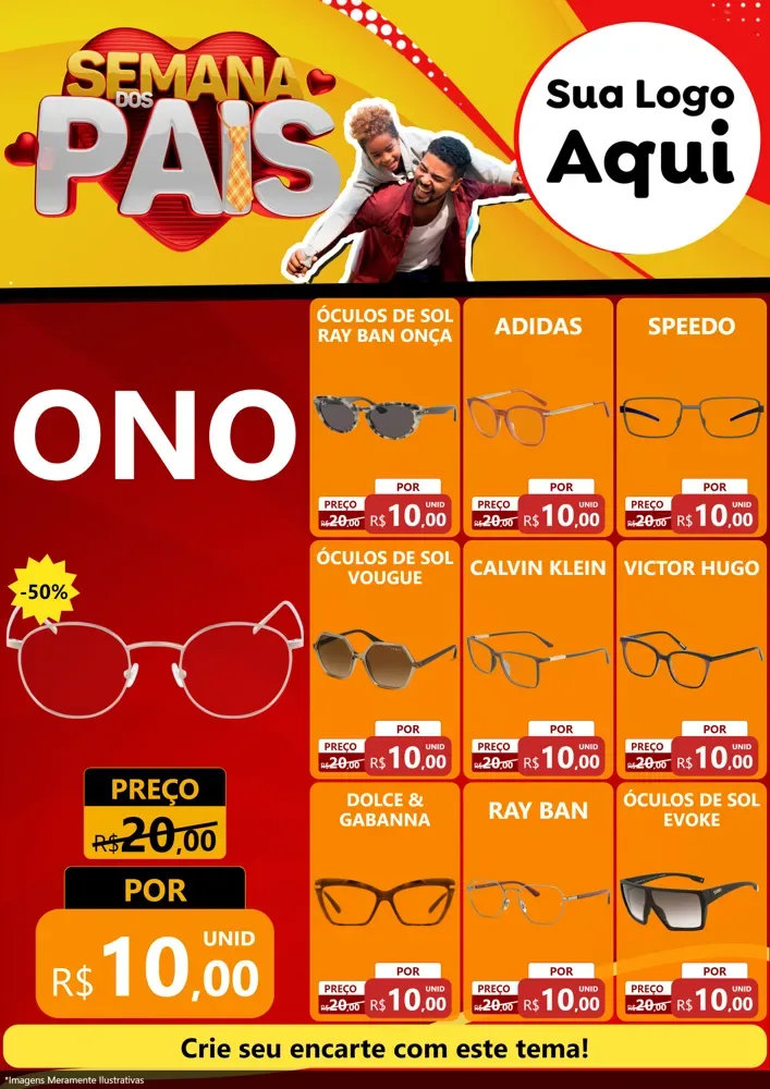 Modelo de Encarte para Encarte A4 Vertical com o tema Semana Dos Pais para Óticas