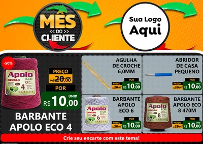 Modelo de Encarte para Encarte A4 Horizontal com o tema Mês do Cliente para Armarinho e Aviamentos