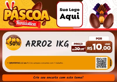 Modelo de Cartaz para Cartaz A4 Horizontal com o tema Páscoa Fantástica para Supermercado