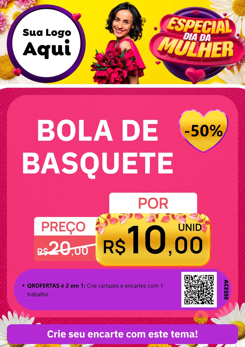 Modelo de Cartaz para Cartaz A4 Vertical com o tema Especial Dia da Mulher para Artigos Esportivos