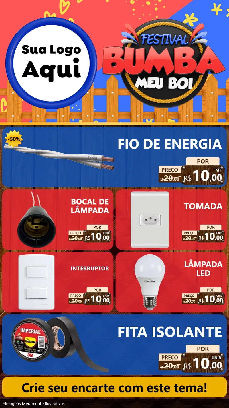 Modelo de TV para TV Vertical com o tema Festival Bumba Meu Boi para Materiais Elétricos