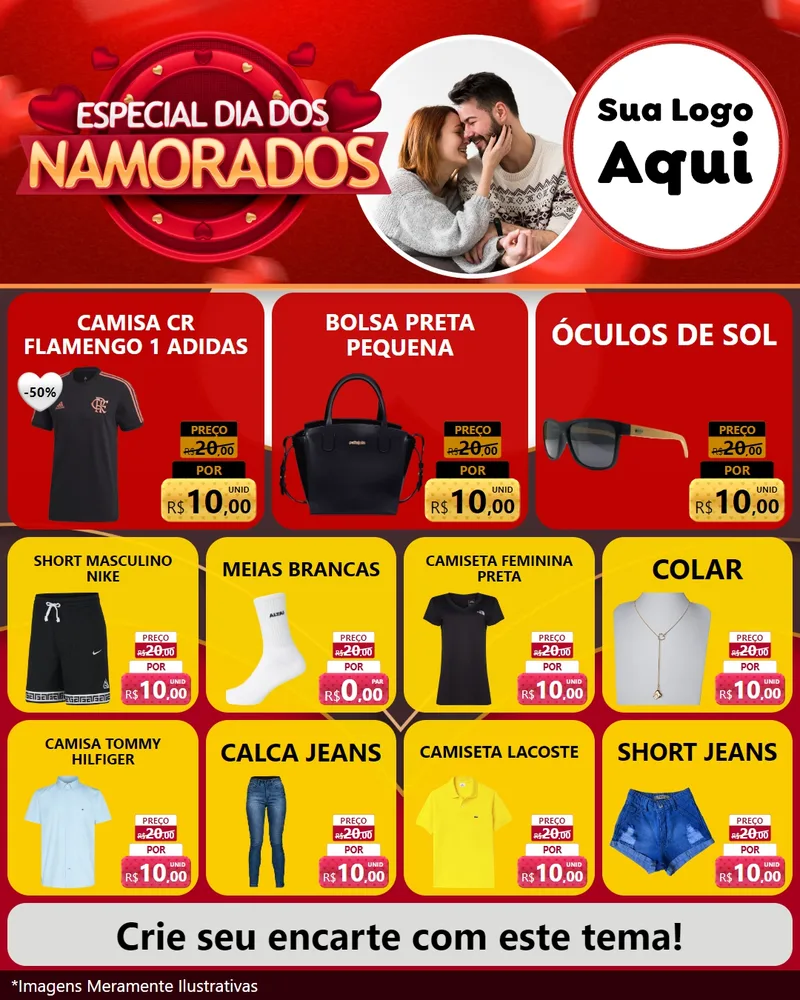 Modelo de Rede Social para Feed Instagram com o tema Especial Dia Dos Namorados para Roupas e acessórios