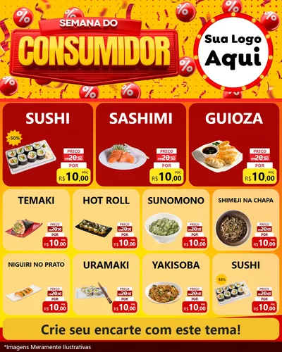 Modelo de Rede Social para Feed Instagram com o tema Semana do Consumidor para Comida japonesa