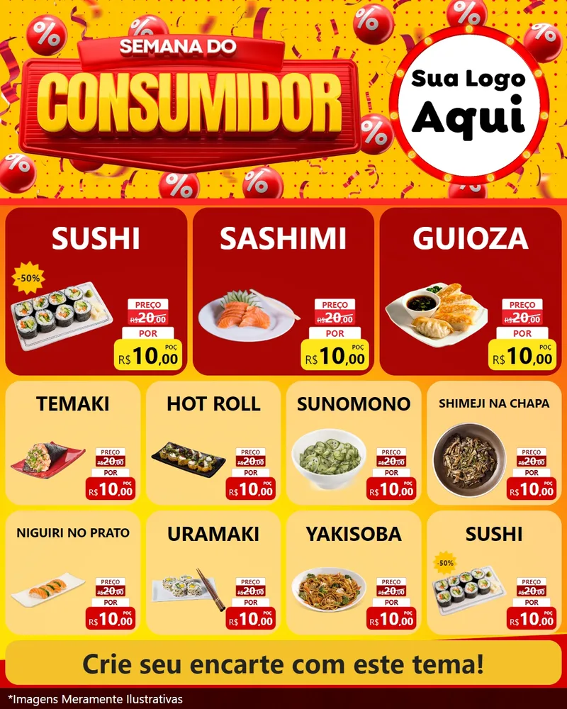 Modelo de Rede Social para Feed Instagram com o tema Semana do Consumidor para Comida japonesa