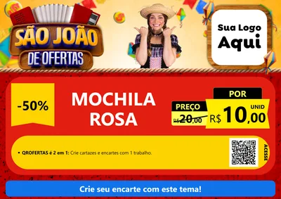 Modelo de Cartaz para Cartaz A4 Horizontal com o tema São João de Ofertas para Papelaria