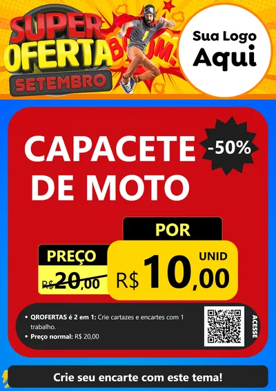 Modelo de Cartaz para Cartaz A4 Vertical com o tema Super Oferta Setembro para Moto peças