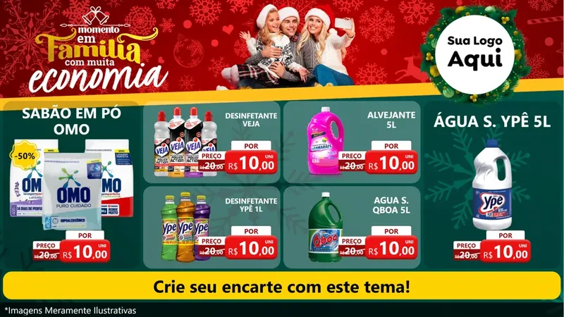 Modelo de TV para TV Horizontal com o tema Momento em Família (Natal) para Produtos de Limpeza